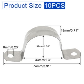 BENLIUDH 304 Stainless Steel Conduit Clamps, 2 Hole Rigid Pipe Strap Heavy Duty Metal U Bracket (10pcs, 32mm)