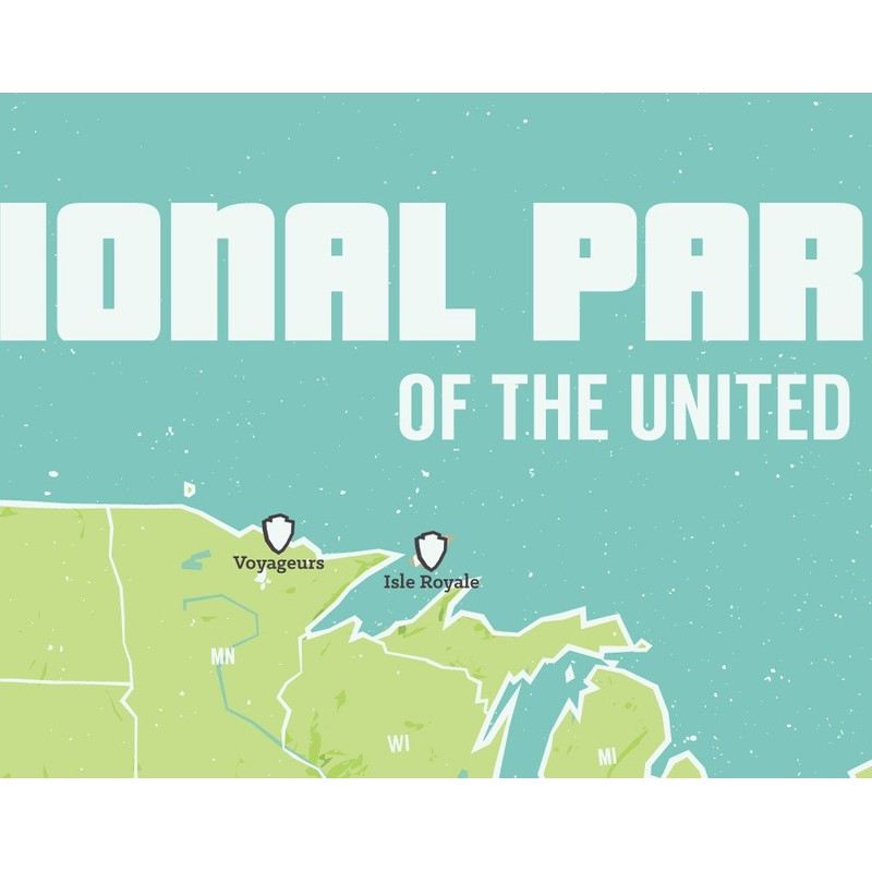 Best Maps Ever US National Parks Checklist Map 11x14 Print