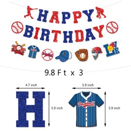 Baseball Happy Birthday Set | Banners&Cake Toppers for Baseball Fans Party Decoration | Sport Themed Party Supplies