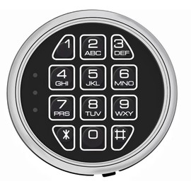 Circular Safe Electronic Lock Safety Lock Replacement electromagnetic Solenoi Lock, 2 Override Keys Chrome Numeric Keyboard DIY Safety Electronic Lock, Reset Cable, Circuit Board Lock