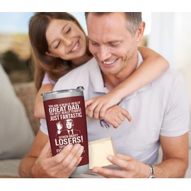 Gifts for Dad from Daughter, Son, Kids for Fathers Day, Birthday, Christmas - Present for Dad - Stainless Steel, Double Wall Insulated, Keeps Drinks Hot or Cold, Perfect for Fathers, 20oz, Red