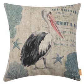 LINKWELL Pelican Pillow Covers 18x18 Farmhouse Bird Spring Decor Decorative Cushion Case Throw Pillowcase Sofa Couch CC1838