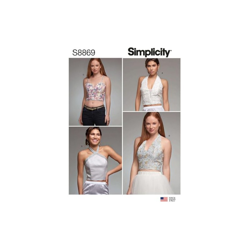 SIMPLICITY Sewing Pattern S8869 Misses' Lined Tops, Paper, White, Various