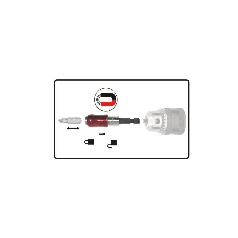 Connex COXT973211 Universal Magnet Holder with Quick-Change Chuck, Silver/Grey/Red, 1/4-Inch