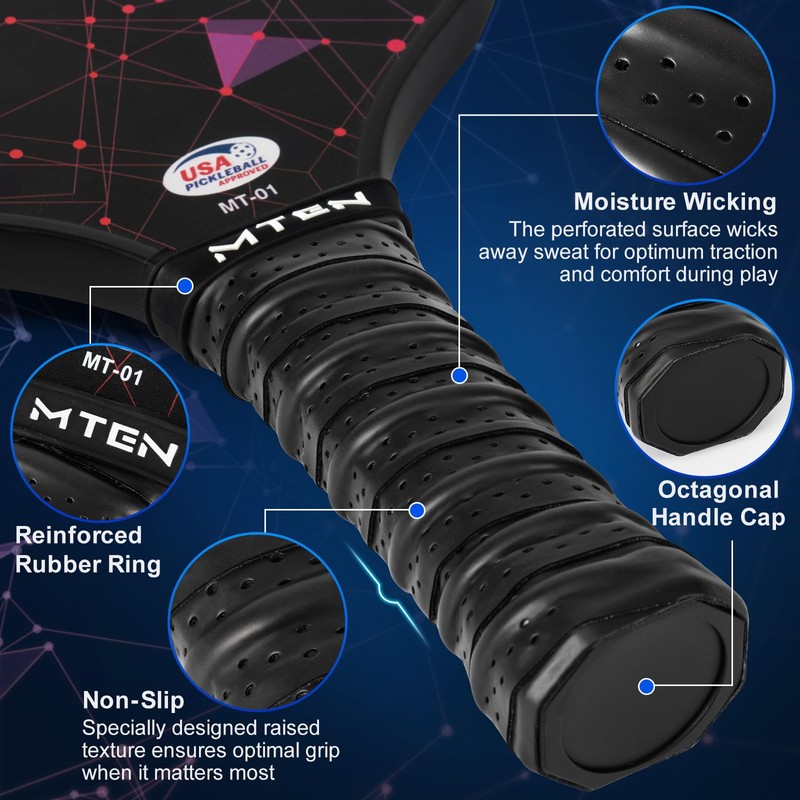 Pickleball Paddles Set of 2, USAPA Approved Fiberglass Surface Pickleball