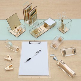 Acrylic Gold Single Hole Punch and Scissors by Draymond Story - All Gold Everything Desk Stationery (Men Birthday Gift Ideas)