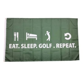 Stormflag EAT Golf Sleep Repeat Flag 3x5ft Funny flag 90 * 150cm Polyester 90g with two Eyelets and Double Stitched