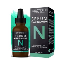 Quotidien | Serum Niacinamida 10% + Zinc + Planta de la Resurrección | Regula la Producción de Grasa | Disminuye Poros e Imperfecciones | Ideal Todo Tipo de Piel | 88% Ingredientes Naturales - 30ml