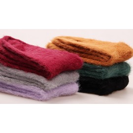 TINTAO Womens Fuzzy Wool Boots Socks,Thick Knit Vintage Winter Warm Cozy Casual Crew Socks,Slouch Calf socks Gifts,#L1009 (Mixed color 10)