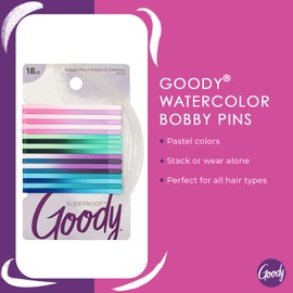 Goody Ouchless Women's Bobby Pins - 18 Count, Watercolor 2 Inch - Secure Hair Styling Accessories for All Types, Painless and Easy to Use