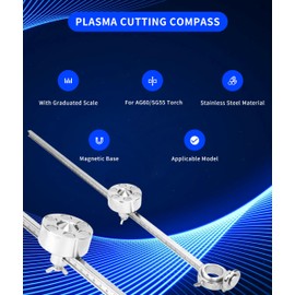 Plasma Cutting Compass, Stainless Steel Plasma Cutter Torch, Circle Guide Roller Wheel Compass, Cutting Tool Accessories with Scale Ruler Gauge, Torch Circle Guide Roller for AG60/