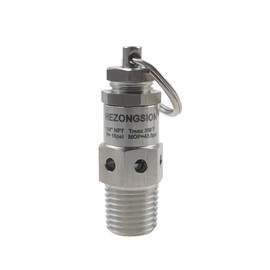 HEZONGSION 1/4" NPT Male Mini Adjustable Pressure Relief Safety Valve with Lock,15psi Set Pressure,0-30psi Pressure Range,SS304 Stainless Steel