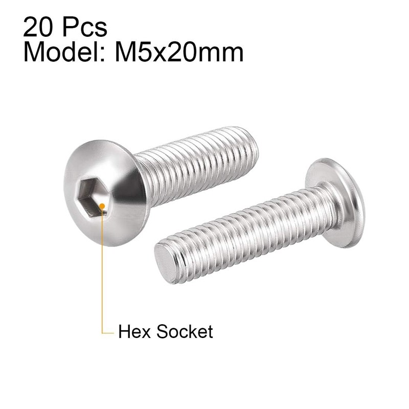 TOP-VIGOR 20Pcs M5 x 20mm Hex Button Head Socket Cap