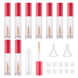 CAIYA 10PCS Empty Lip Gloss Tubes with Wand Applicator, 3ml Refillable Lip Gloss Containers, Transparent Lip Gloss Bottles for Women Girls DIY Makeup Homemade Foundation Sample