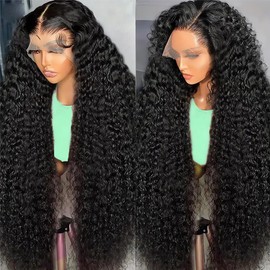 BELE Water Wave Lace Front Wigs Human Hair 13x6 HD Lace Frontal Wigs 200% Density Wet and Wavy Glueless Wigs Human Hair for Women Pre Plucked With Baby Hair Deep Part Curly Wig 20 Inch