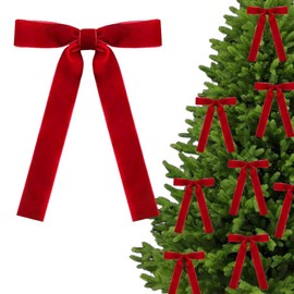 XFSRG Pack of 24 Christmas Bows Small Decoration High-Quality Christmas Tree Decorations Bow Gift Ribbons Perfect Christmas Decoration Christmas Decoration for Festive Atmosphere (Red)