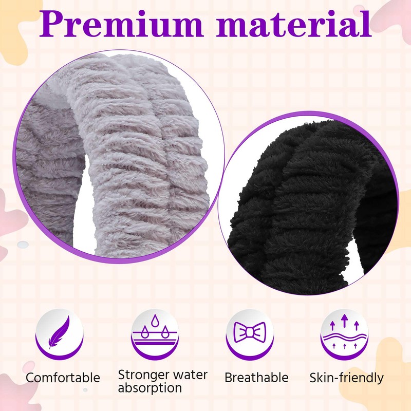 YGQQOY Spa Headband, Makeup Headband for Washing Face,Hair Bands Men,Black