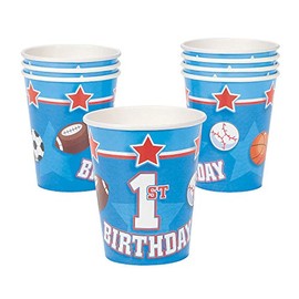 Fun Express - All Star 1st Birthday 9oz Cups for Birthday - Party Supplies - Print Tableware - Print Cups - Birthday - 8 Pieces