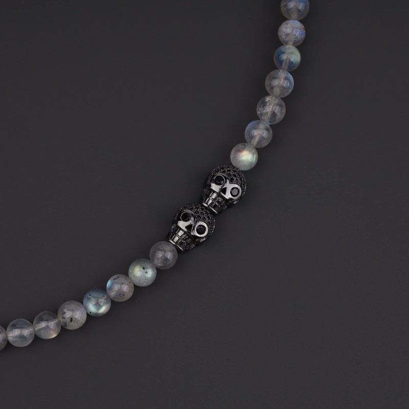 GAVU Skull Charm Crystal Necklace, 50 cm, Stone, Labradorite
