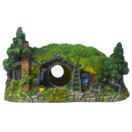 Aquarium Decorations - Hobbit Fish Tank Decorations Reptile House Hidden Hole Landscaping for Aquarium and Reptiles Decorations Mini Garden Decorating Two Sizes (S)