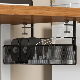 Cable Management Tray Gaming Under Desk Accessories Adjustable Electric Wire Cord Organizer for Desk Power Strip Storage Tray Punch-Free No Damage to Desk