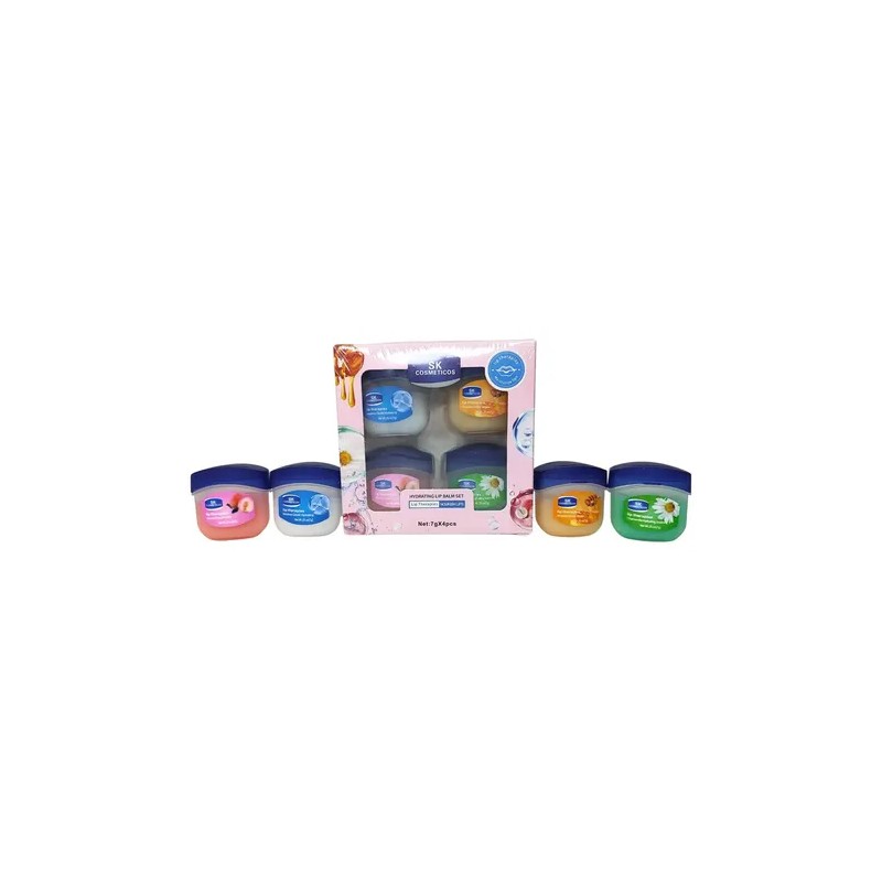 4 Bálsamos Frutales Labios Hidratante Tipo Vaselina Mini