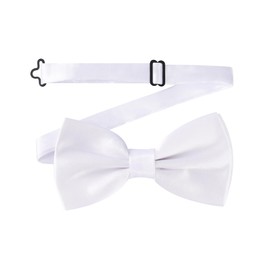 AWAYTR Men's Pre Tied Bow Ties for Wedding Party Fancy Plain Adjustable Bowties Necktie (White)