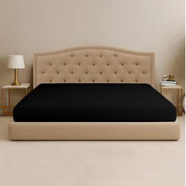 SGI Bedding 80" W x98 L 1 Pc Texas King Fitted Sheet Only 100% Egyptian Cotton - 600TC Fits 15" Deep Pocket - Soft Breathable Luxury Oversized Sheets, for Extra Large Beds - Black