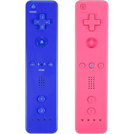 LeonDesigns Wii Controller 2 Pack Wii u Remote mit Silikongehäuse und Handgelenksgurt (rosa+blau)