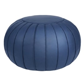 Thgonwid Handmad - Taburete otomano de gamuza sintética, reposapiés redondo para sala de estar, habitación de niños y boda, color azul oscuro (sin relleno)