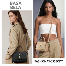 Women's Top Handle Small Crossbody Bags, Clock Turn Lock Satchel Purses Handbag Clutch Shoulder Bag Adjust Detachable Strap