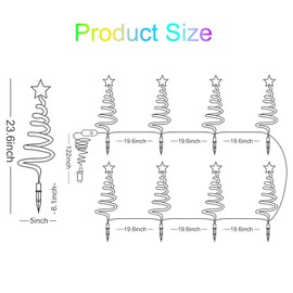 24'' Christmas Pathway Lights Outdoor, 8 Pack Multicolor 152 LEDs Smart Spiral Xmas Tree Light with APP&Remote, DIY, Timer, Waterproof LED Christmas Outdoor Decorations for Yard Patio Walkway (2FT*8)