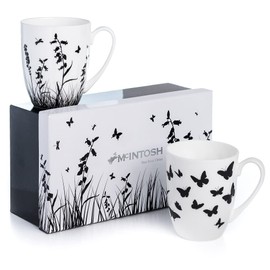 McIntosh Meadow Silhouette Fine Bone China (13 oz.) Set of 2 Mugs in Matching Gift Box