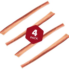 Best Bully Sticks All Natural Jumbo Bully Sticks for Large Dogs - 12 Inch, 4 Count (Pack of 1) - 100% Free-Range Grass-Fed Beef, Single-Ingredient, Grain and Rawhide Free Long Lasting Dog Chews