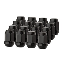 DPAccessories LCB3B5HE-BK04016 16 Black 12x1.25 Closed End Bulge Acorn Lug Nuts - Cone Seat - 19mm Hex