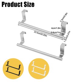 Pack of 2 Towel Holders for Hanging, Stainless Steel Towel Rail, Door Towel Holder with Non-Slip Scratch Protection Strips, Tea Towel Holder for Cabinet Door, Suitable Kitchen Bathroom (2 Pieces,