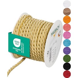 Halbach Seidenbänder Premium Cord (Honey Yellow), Width 6 mm, Length 10 m, Made in Germany and Oeko-Tex Certified, Shiny Satin Cord Made of Acetate
