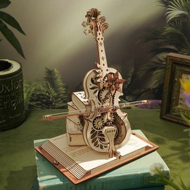 ROKR OKR Magic Cello - 3D Wooden Puzzle Music Box DIY Kit