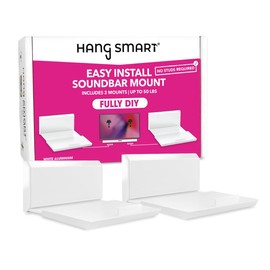 HangSmart TV Soundbar Mount NO Stud Easy Install, DIY Universal Sound Bar Wall Mount Bracket, Holds up to 50LBS, Multi-Purpose fits Most Soundbars, Include Hardware (White, 1)