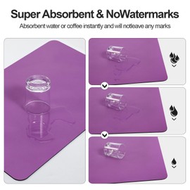 Ecotrim - Dish Drying Mat for Kitchen Counter | Coffee Bar Mat for Countertops | Heat Resistant Drainer Mat with Non-slip Rubber Backed | Hide Stain Kitchen Absorbent Draining Mat | Purple 16"x20"