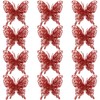 Red Christmas Tree Butterfly Ornaments Glitter Butterfly Decorations Artificial Butterflies