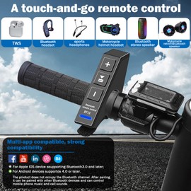 TKSE Fernbedienung für Motorrad-Lenker, kabellose Fernbedienung, Bluetooth BT13 V5.0, für Kopfhörer von Smartphones, Motorradlenker