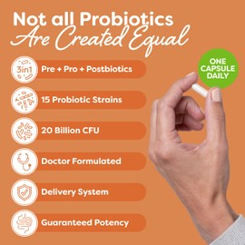 Probulin Total Care Probiotic Supplement, Daily Gut, Digestive, and Immune Health Probiotics Capsules for Men and Women, 20 Billion CFU, Vegan, 60 Count Bottle