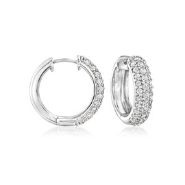 Ross-Simons 1.60 ct. t.w. CZ Hoop Earrings in Sterling Silver