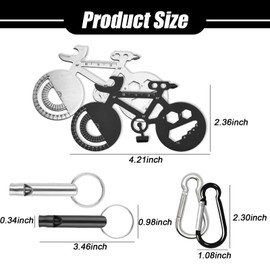 Bicycle Multitool Bicycle Tool with Aluminium Whistles, Pack of 2 Multi Tool Mini Portable Tool Outdoor Backpack Keyring with Screwdriver/Corkscrew/Witch Key/Spoke (Bicycle)
