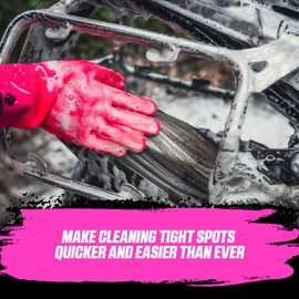 Muc-Off Deep Scrubber Gloves, Large, Reusable, Waterproof Silicone Gloves, Wash Gloves for Car, Bicycle and Motorcycle, Heat Resistant and BPA-Free, Pink