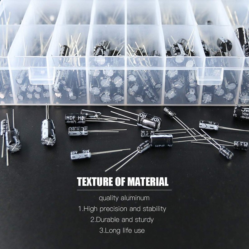 Rustark 405Pcs 24 Value 10V 16V 25V 50V Aluminum Electrolytic