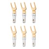 6 Pcs Gold Plated 4mm Banana U Fork Y Spade