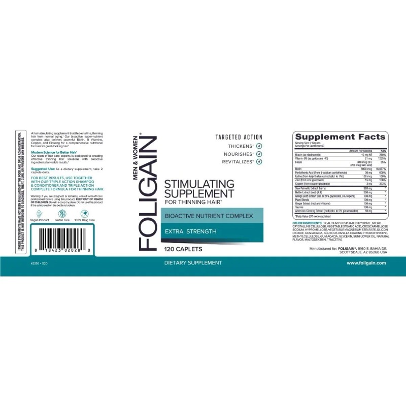 Estimulante Regenerador Foligain 120 Tabs Unisex
