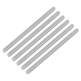 sourcing map 6Pcs Fully Threaded Rod, M6 x 110mm 304 Stainless Steel Right Hand Thread Bar Studs M6-1 Thread Pitch for Furniture Machinery Assembly